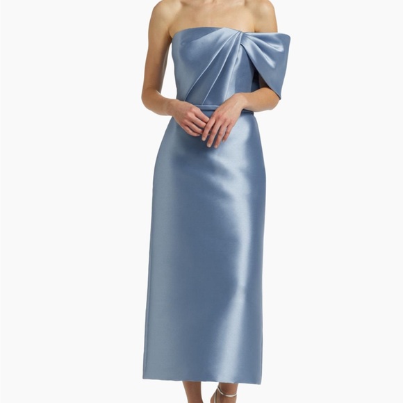 Amsale Dresses & Skirts - Amsale Strapless Satin Dress in Smokey Blue